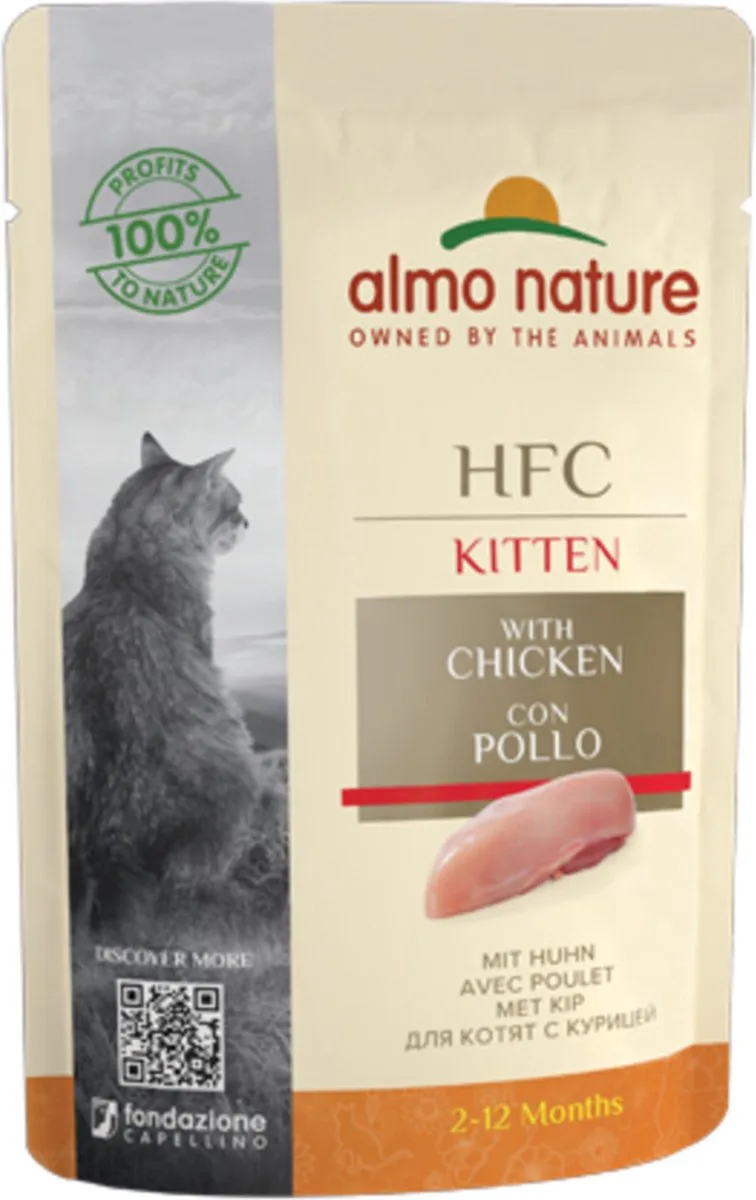 48x Almo Nature HFC Complete Kattenvoer Nat Kitten Kip 55 gr fra Almo Nature – produktbillede