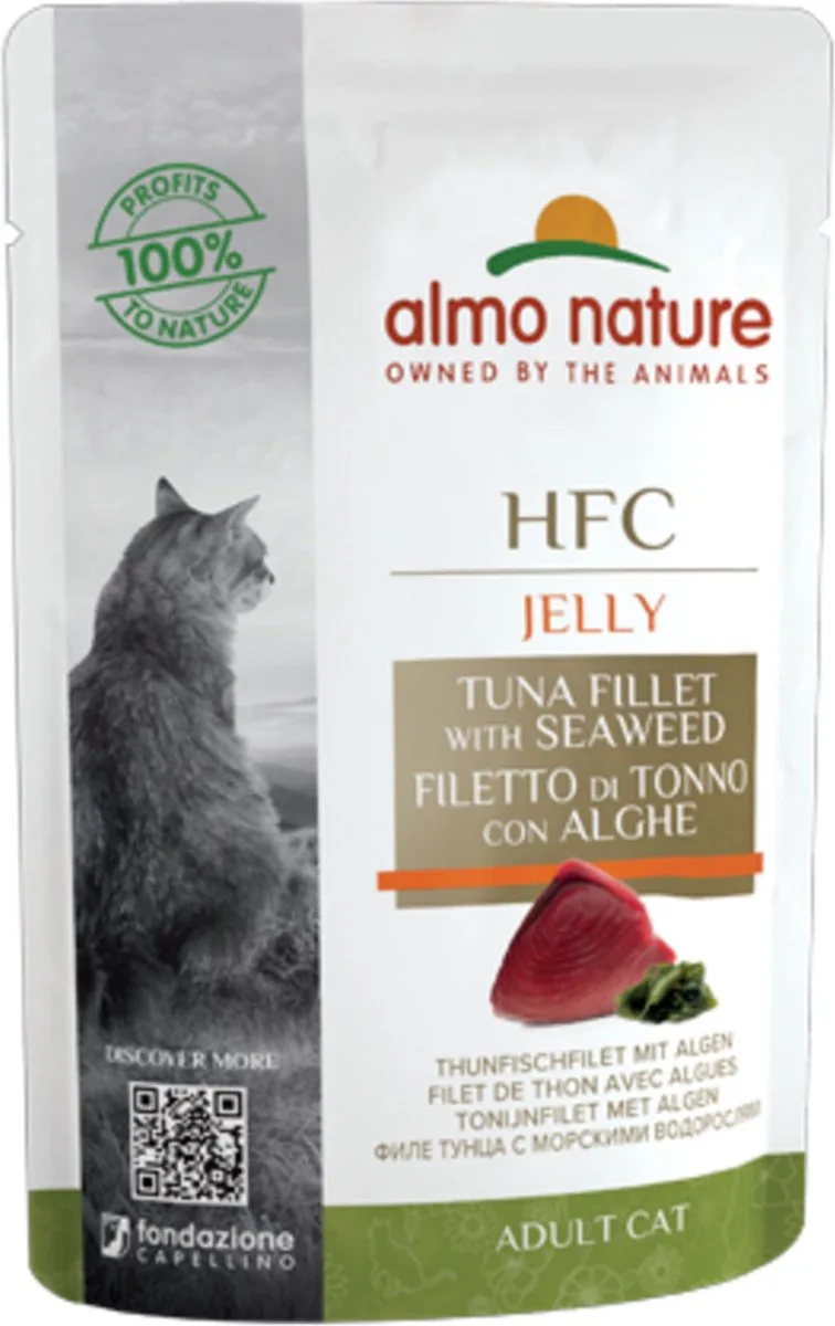 48x Almo Nature HFC Jelly Kattenvoer Nat Blikje Tonijnfilet & Algen 55 gr de Almo Nature – photo produit