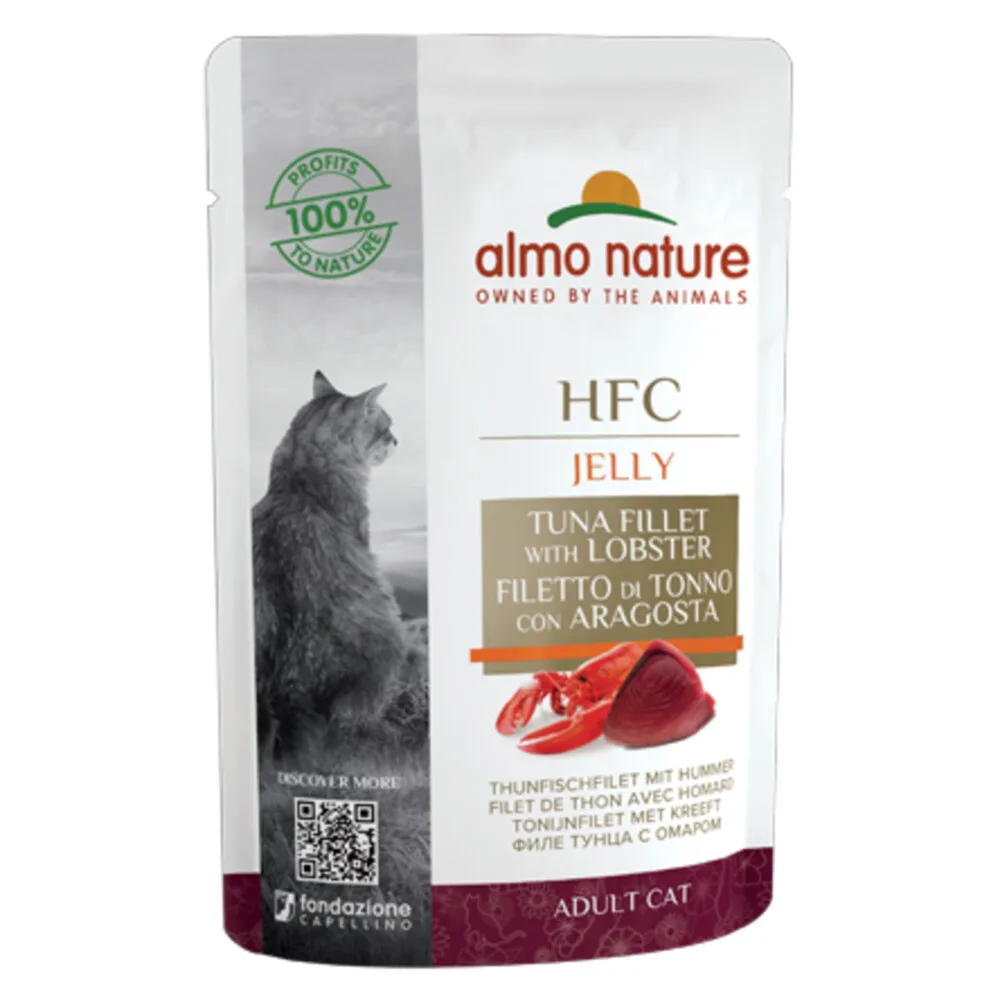 48x Almo Nature HFC Kattenvoer Nat in Gelei Tonijnfilet & Kreeft 55 gr de Almo Nature – photo produit
