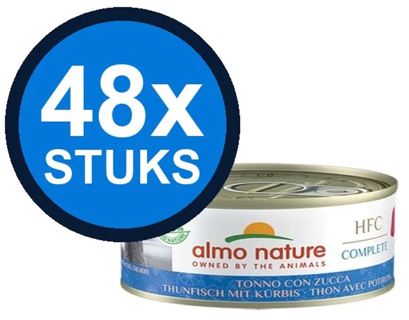 48x Almo Nature HFC - Kattenvoer Natvoer Blik - Complete Graanvrij - Tonijn & Pompoen - 70g von Almo Nature – Produktfoto