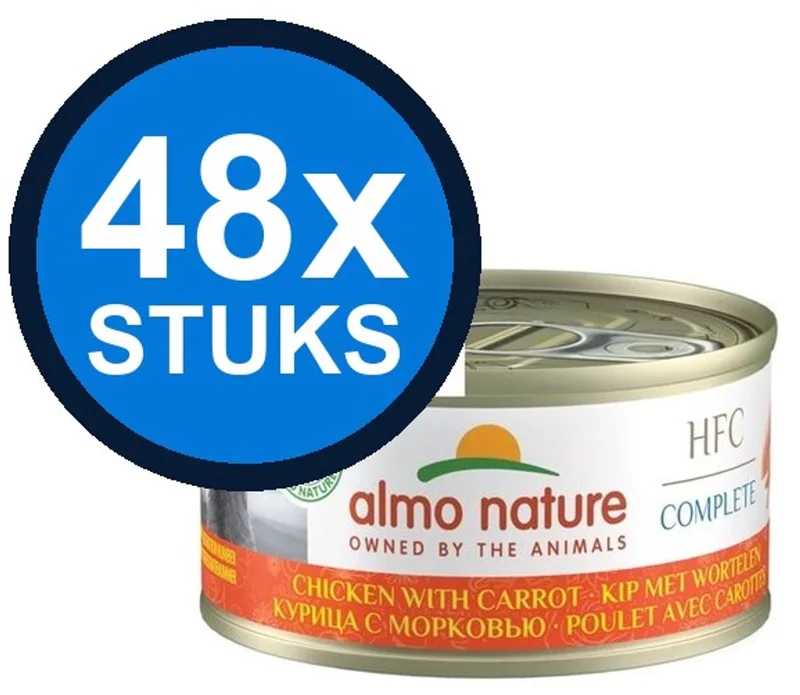 48x Almo Nature HFC - Kattenvoer Natvoer Blik - Complete Graanvrij - Kip & Wortel - 70g de Almo Nature – photo produit