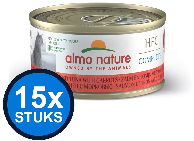 48x Almo Nature HFC - Kattenvoer Natvoer Blik - Complete - Zalm & Tonijn & Wortel - 70g by Almo Nature – product photo