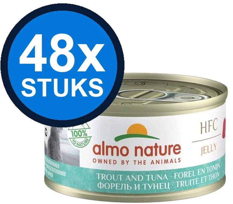 48x Almo Nature HFC - Kattenvoer Natvoer Blik - Gelei - Forel & Tonijn - 70g de Almo Nature – photo produit