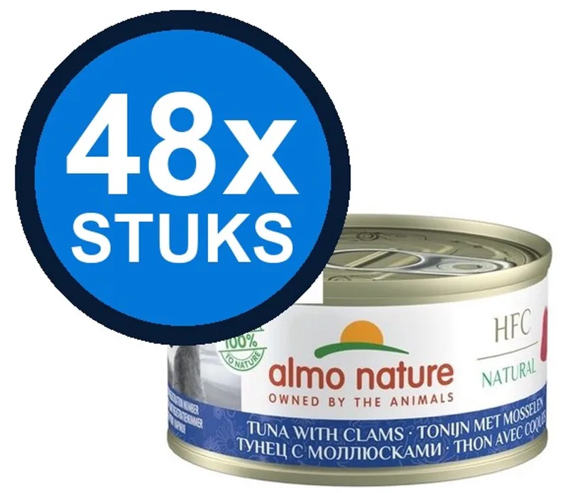 48x Almo Nature HFC - Kattenvoer Natvoer Blik - Natural - Tonijn & Mosselen - 70g by Almo Nature – product photo
