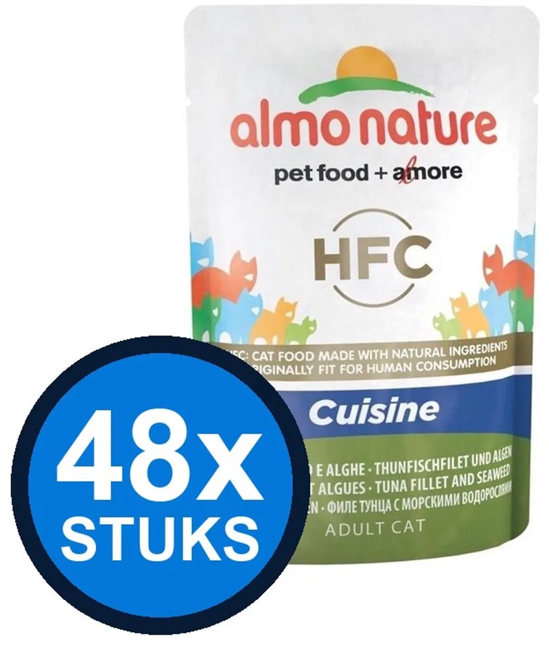 48x Almo Nature HFC - Kattenvoer Natvoer Maaltijdzakje - Cuisine - Tonijnfilet & Algen - 55g von Almo Nature – Produktfoto