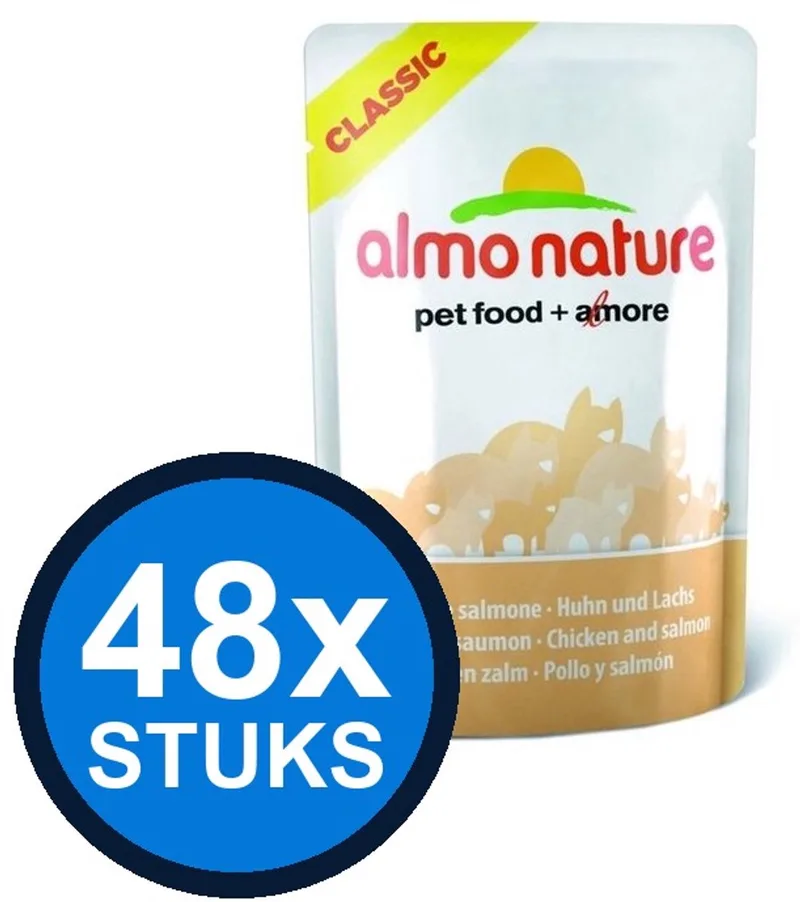 48x Almo Nature HFC - Kattenvoer Natvoer Maaltijdzakje - Natural - Kip & Zalm - 55g von Almo Nature – Produktfoto
