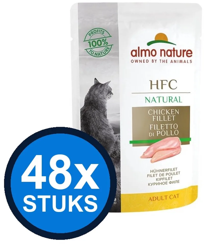 48x Almo Nature HFC - Kattenvoer Natvoer Maaltijdzakje - Natural - Kipfilet - 55g de Almo Nature – photo produit