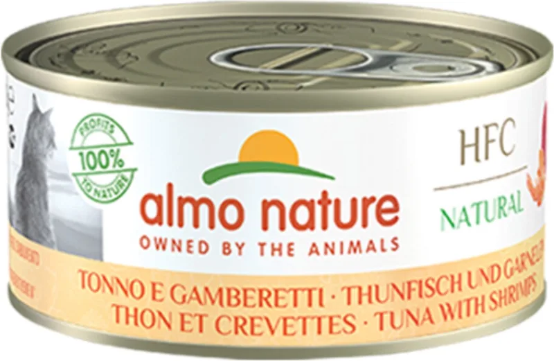 48x Almo Nature HFC Natural Kattenvoer Nat Blik Tonijn & Garnaal 150 gr de Almo Nature – photo produit