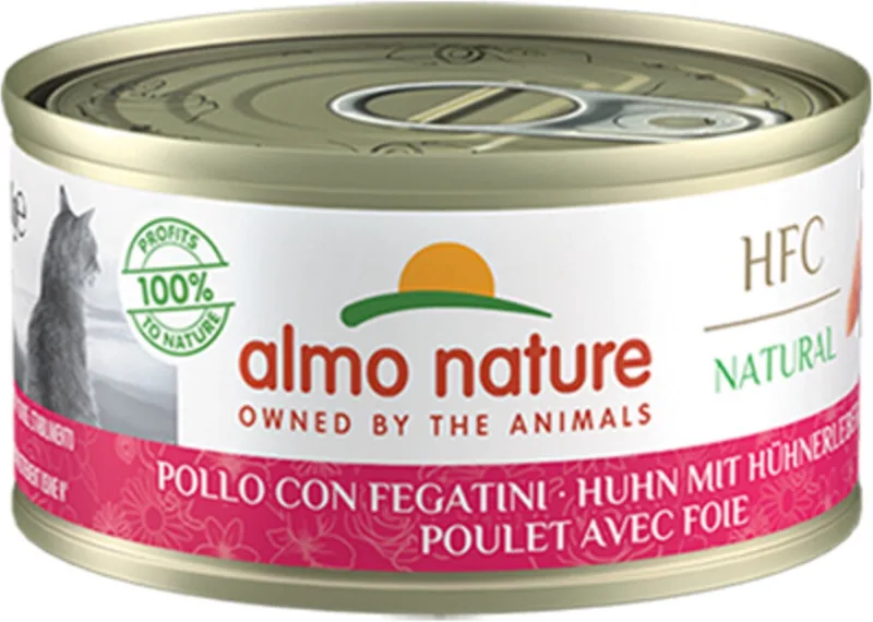 48x Almo Nature HFC Natural Kattenvoer Nat Blikje Kip en Lever 70 gr de Almo Nature – photo produit