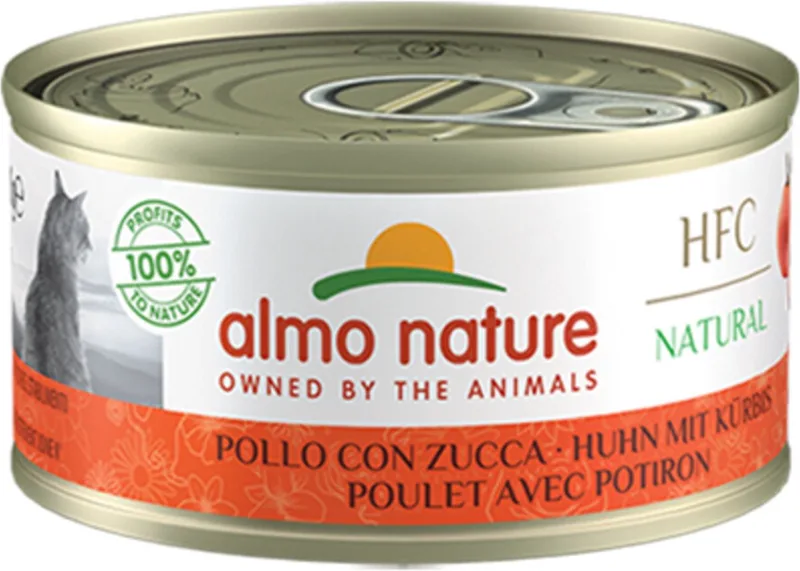 48x Almo Nature HFC Natural Kattenvoer Nat Blikje Kip & Pompoen 70 gr by Almo Nature – product photo