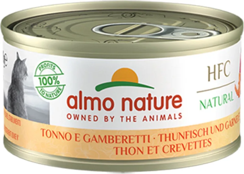 48x Almo Nature HFC Natural Kattenvoer Nat Blikje Tonijn & Garnaal 70 gr de Almo Nature – photo produit