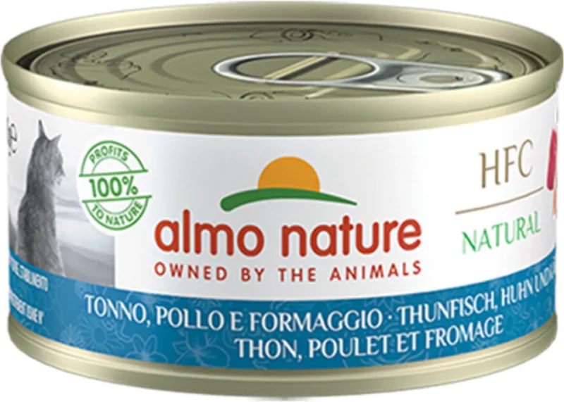 48x Almo Nature HFC Natural Kattenvoer Nat Blikje Tonijn & Kip & Kaas 70 gr by Almo Nature – product photo