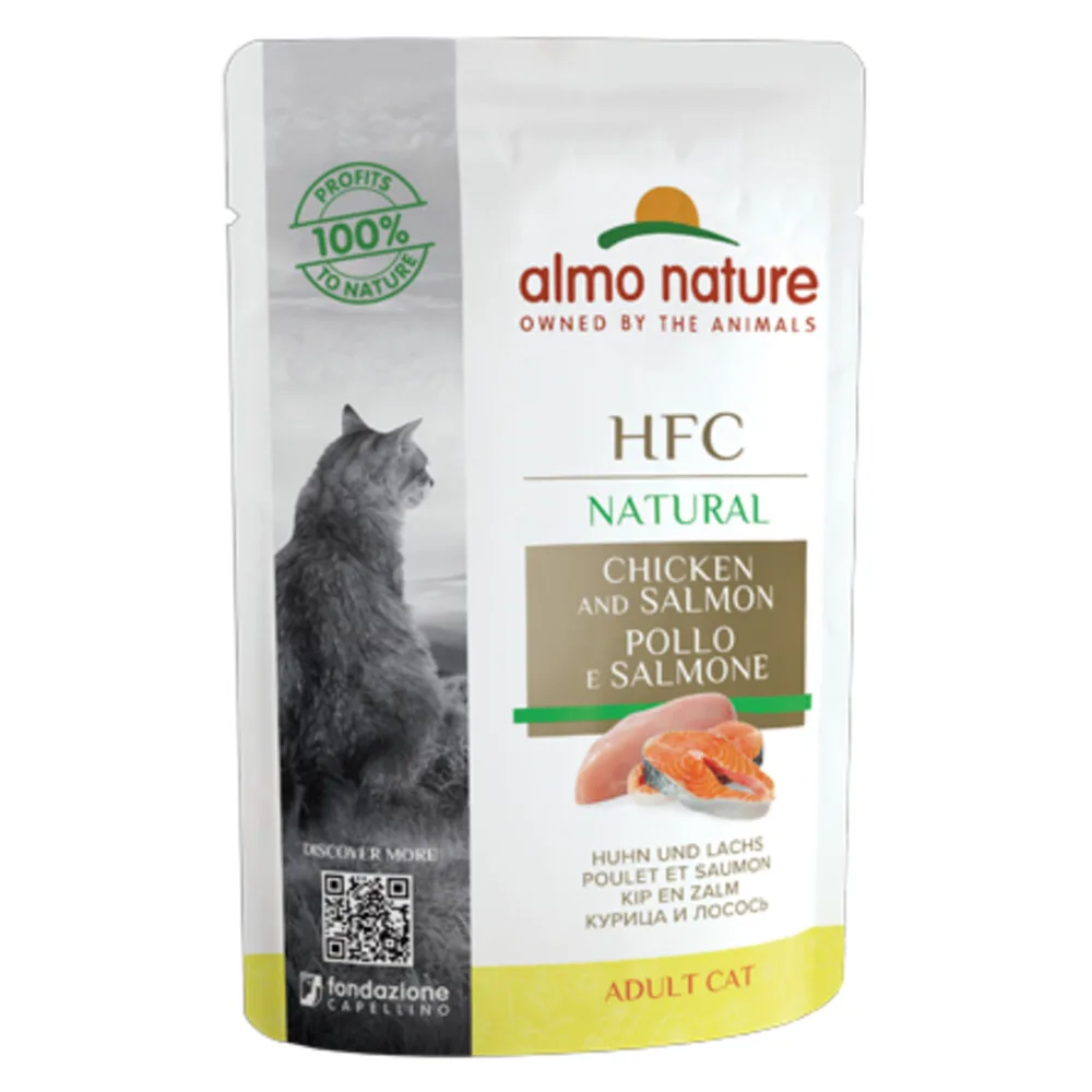 48x Almo Nature HFC Natural Kattenvoer Nat Kip & Zalm 55 gr van Almo Nature – productfoto
