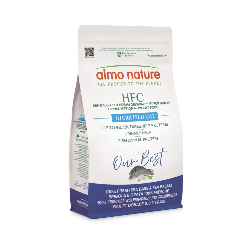 4x Almo Nature HFC Kattenvoer Droog Adult Zeebaars & Zeebrasem 1,2 kg de Almo Nature – photo produit