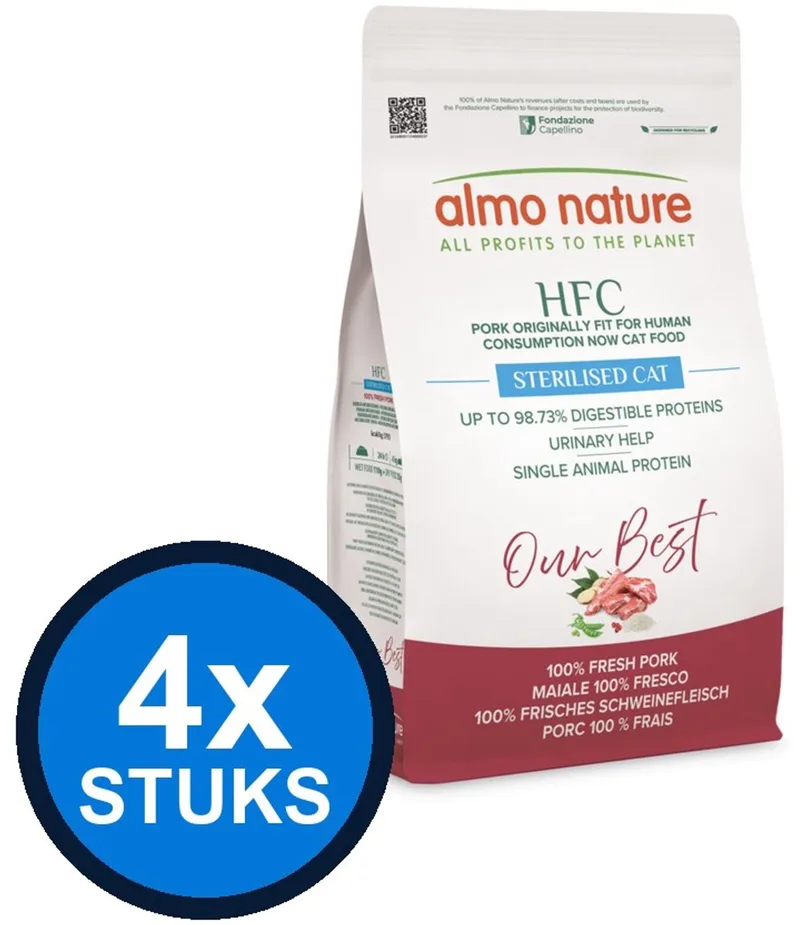4x Almo Nature HFC Our Best - Adult Kattenvoer Droogvoer - Gesteriliseerd - Varken - 1,2kg by Almo Nature – product photo