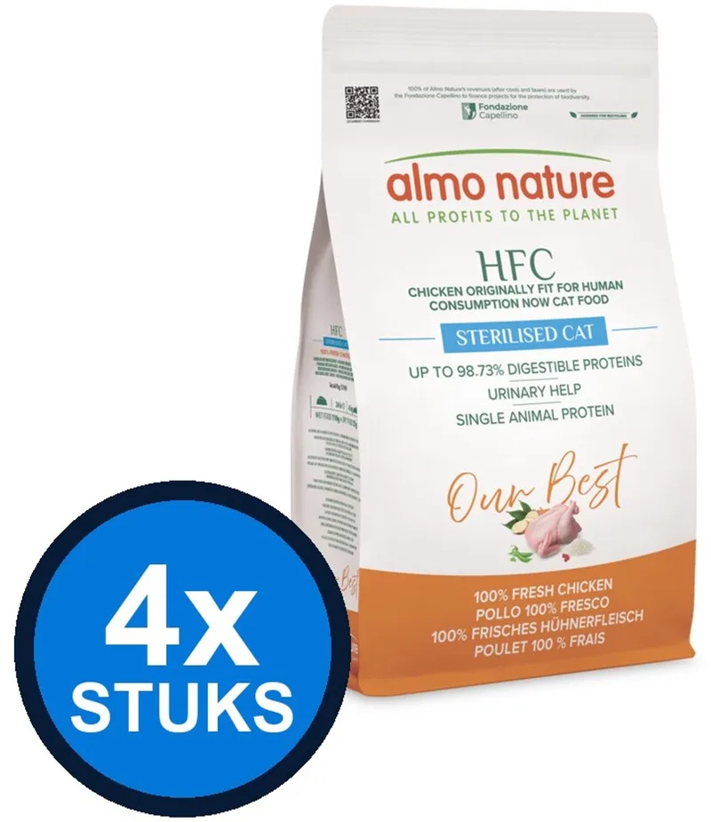 4x Almo Nature HFC Our Best - Adult Kattenvoer Droogvoer - Gesteriliseerd - Kip - 1,2kg by Almo Nature – product photo