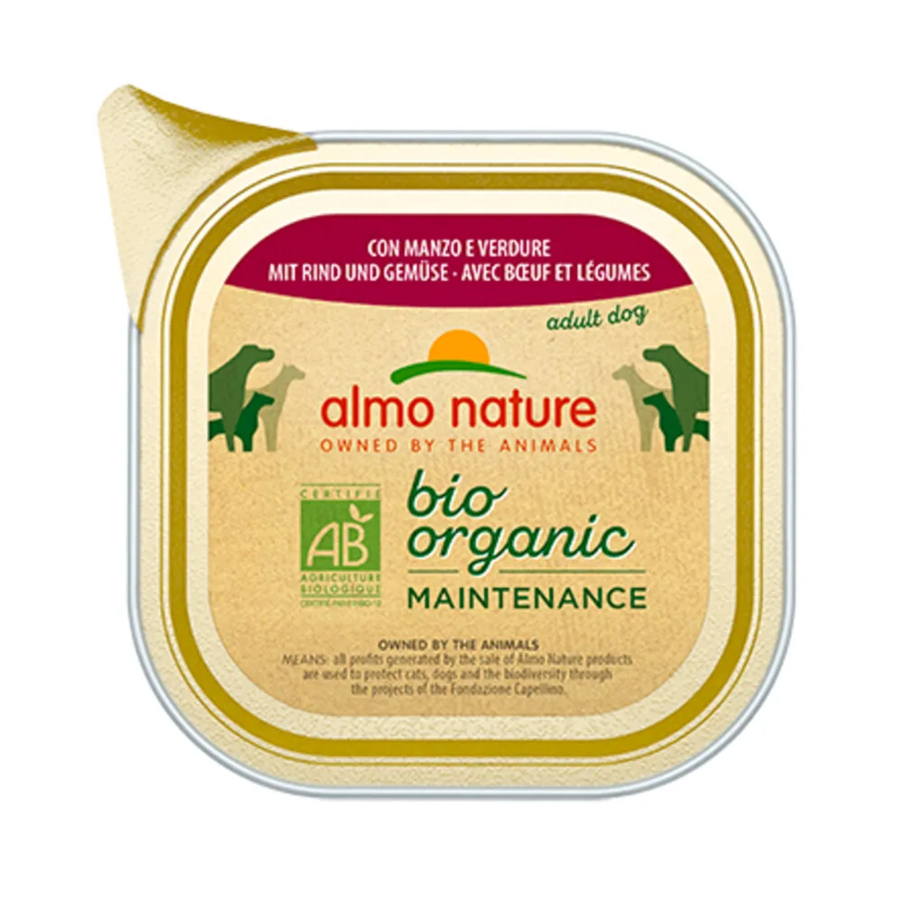 64x Almo Nature Bio Organic Maintenance Hondenvoer Nat Rund & Groenten 100 gr de Almo Nature – photo produit