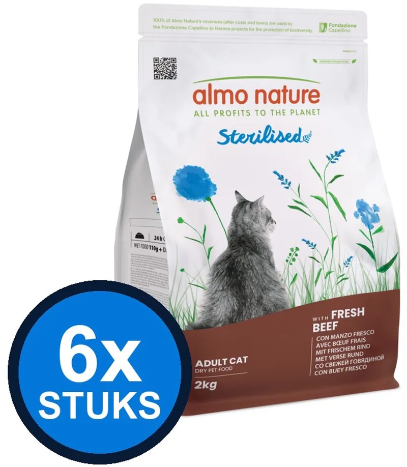 6x Almo Nature Functional - Kattenvoer Droogvoer - Gesteriliseerd - Rund - 400g fra Almo Nature – produktbillede