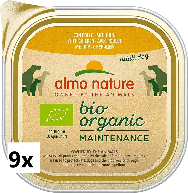 9x Almo Nature Daily Menu Bio - Hondenvoer Natvoer Kuipje - Kip & Groenten - 300g de Almo Nature – photo produit