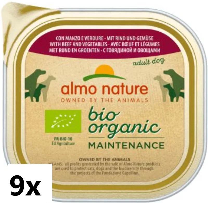 9x Almo Nature Daily Menu Bio - Hondenvoer Natvoer Kuipje - Rund & Groenten - 300g von Almo Nature – Produktfoto