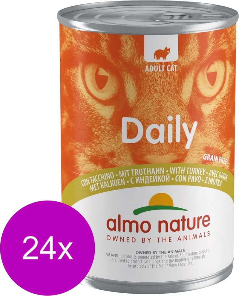 Blik Adult Cat Daily Menu 400 g - Kattenvoer - 24 x Kalkoen von Almo Nature – Produktfoto
