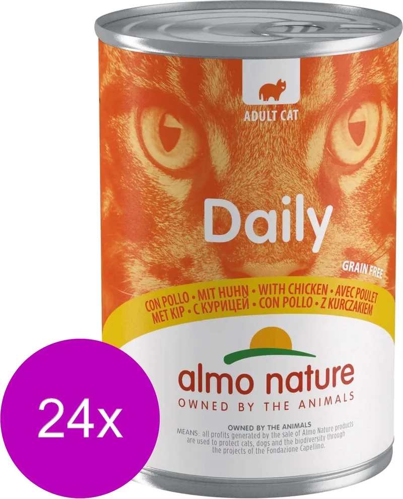 Blik Adult Cat Daily Menu 400 g - Kattenvoer - 24 x Kip de Almo Nature – photo produit