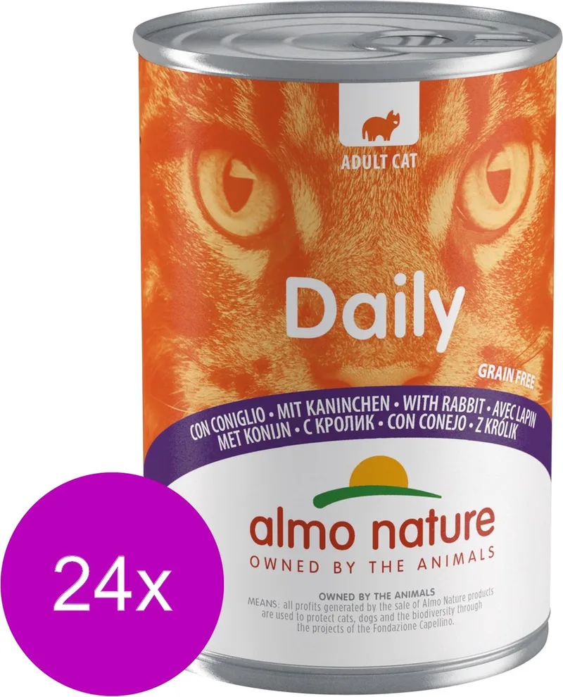 Blik Adult Cat Daily Menu 400 g - Kattenvoer - 24 x Konijn by Almo Nature – product photo