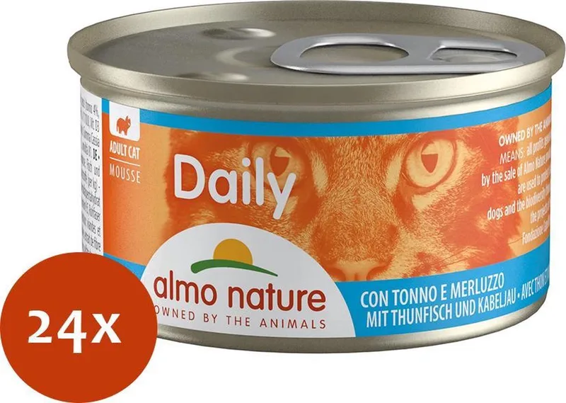 Cat Blik Daily Menu Mousse 85 g - Kattenvoer - 24 x Tonijn&Kabeljauw de Almo Nature – photo produit