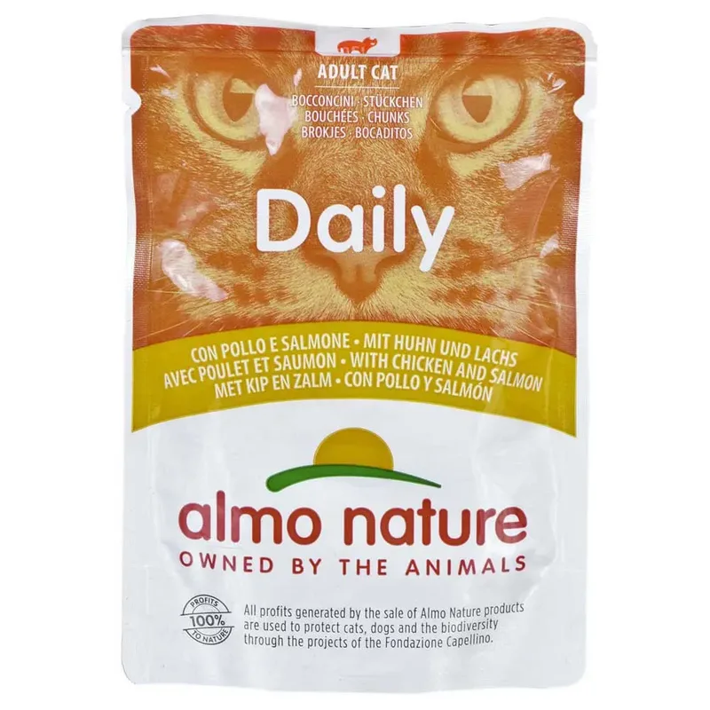 Nourriture Humide Quotidienne Au Poulet Et Au Saumon Pour Chat 70g de Almo Nature – photo produit