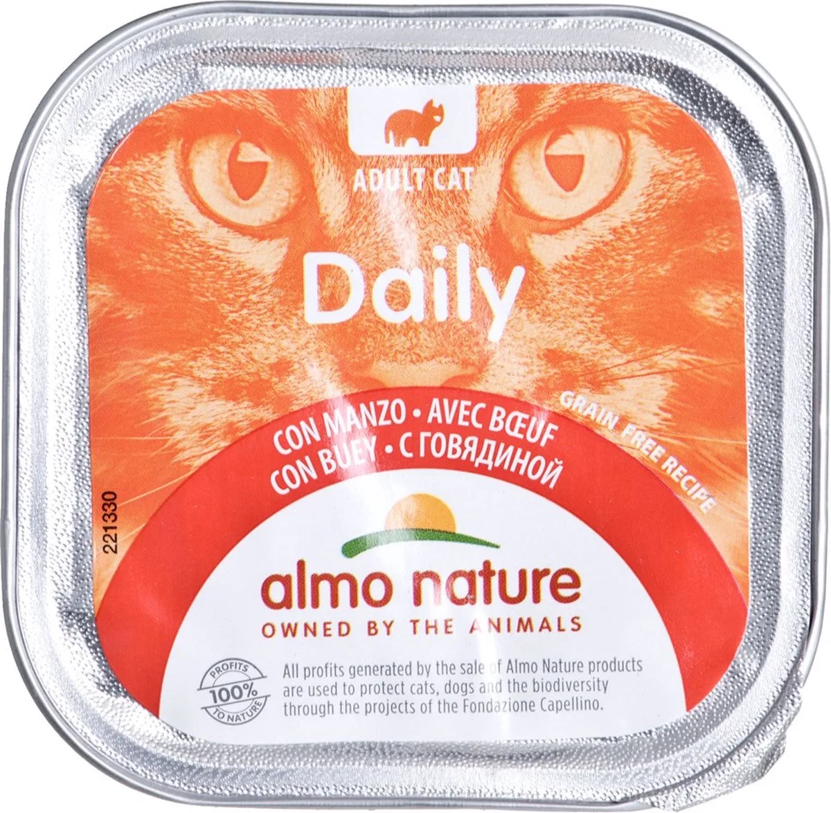 Daily met rund - 32 x 100 gram - Complete voeding voor katten - Graanvrij von Almo Nature – Produktfoto