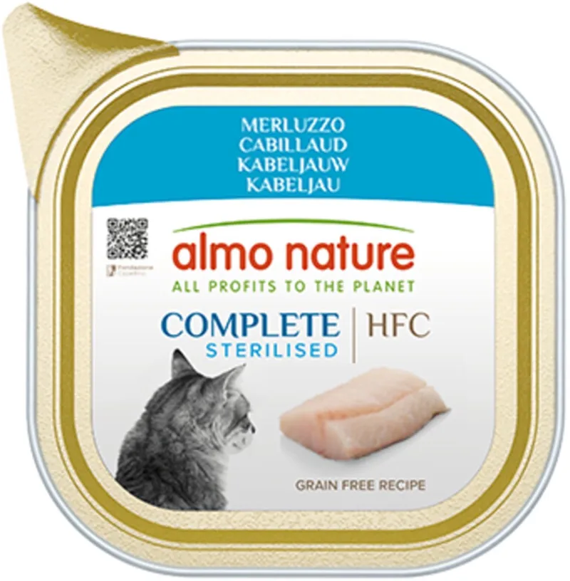 HFC Alu Kattenvoer Nat Blikje Kabeljauw - 34 x 85 gr - Voordeelverpakking fra Almo Nature – produktbillede