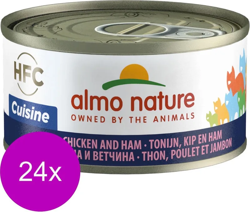 Hfc Cat Cuisine 70 g - Kattenvoer - 24 x Tonijn&Kip&Ham de Almo Nature – photo produit