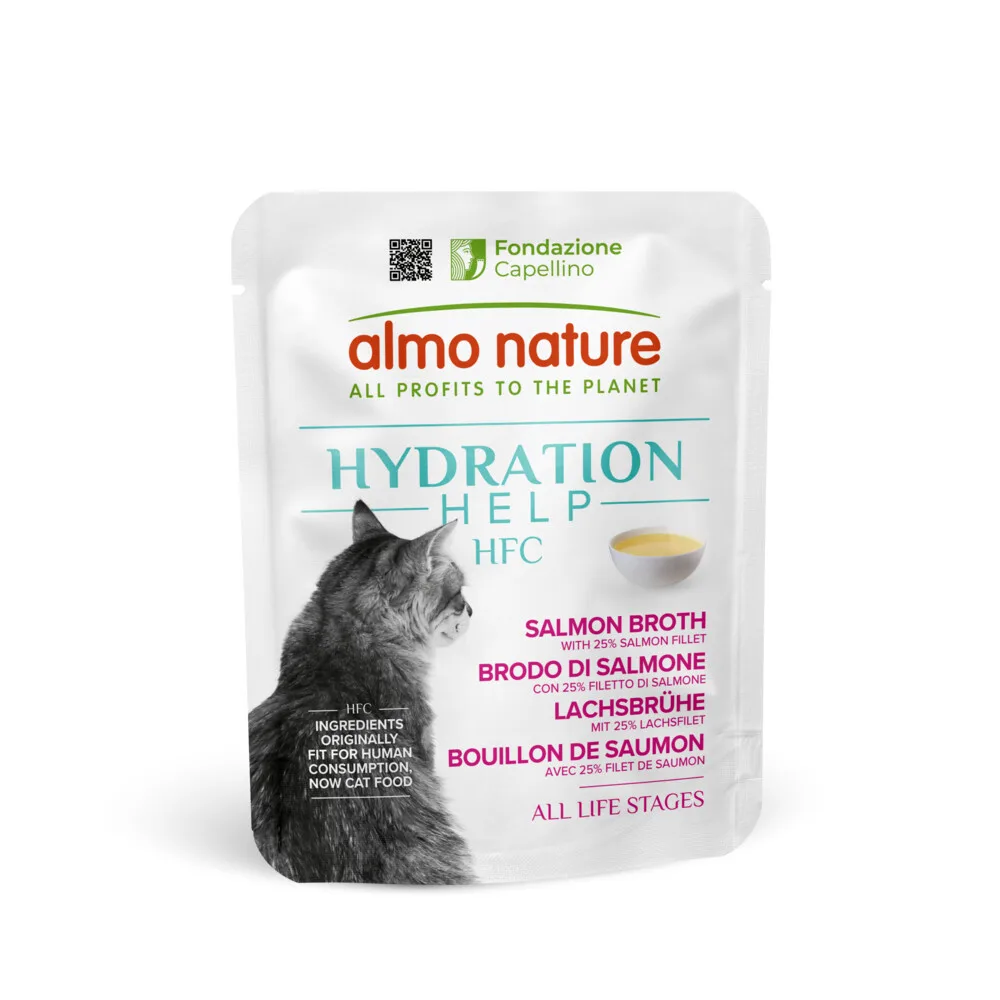 HFC Hydration Help Kattenvoer Zalmbouillon met Zalmfilet 50 gr von Almo Nature – Produktfoto