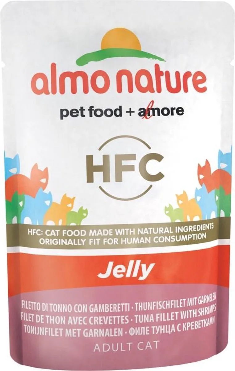 HFC Kat Jelly Pouch Tonijnfilet - Garnalen 55 gr van Almo Nature – productfoto