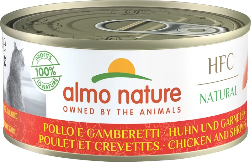 HFC Natural Natvoer voor Katten - 24 x 150g - Kip en Garnaaltjes - 24 x 150 gram von Almo Nature – Produktfoto