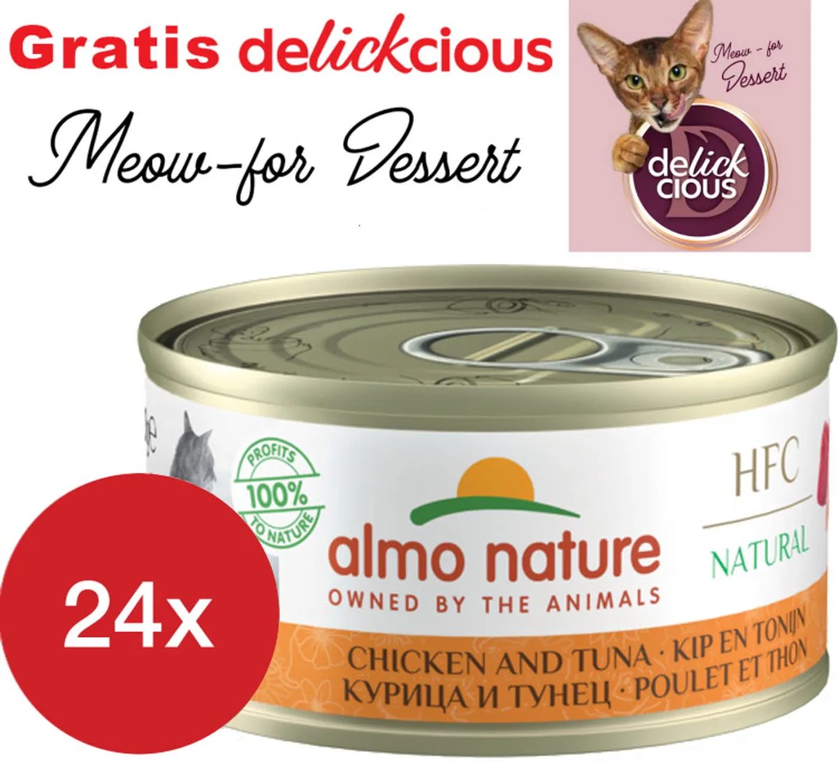 HFC tonijn en kip 24 x 70 gram de Almo Nature – photo produit