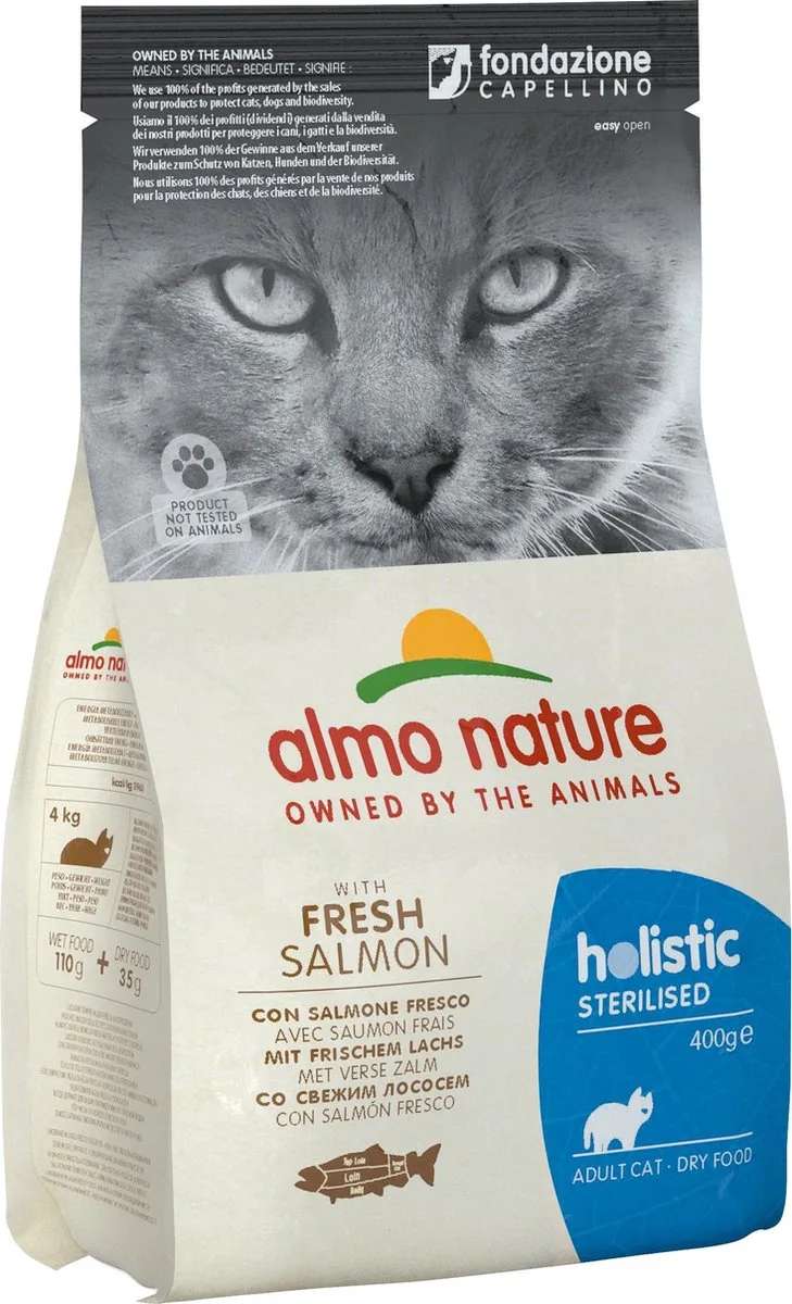 Holistic Droogvoer voor gesteriliseerde katten - Zalm 400 gram by Almo Nature – product photo