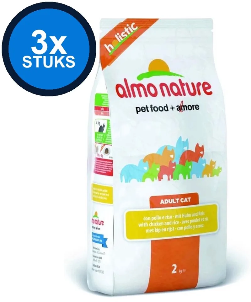 Holistic - Katten droogvoer - Kip & Rijst - 3x2kg von Almo Nature – Produktfoto