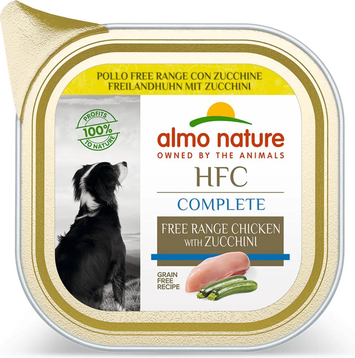 hond HFC vrije uitloop kip met courgette 85 gram van Almo Nature – productfoto