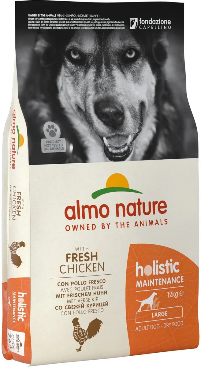 Hond Holistic Droogvoer voor Middelgrote tot Grote Hondenrassen - Maintenance - Rundvlees, Kip, Lam of Zalm in 400gr, 2kg of 12kg - Smaak: Kip, Gewicht: 12kg - Medium de Almo Nature – photo produit