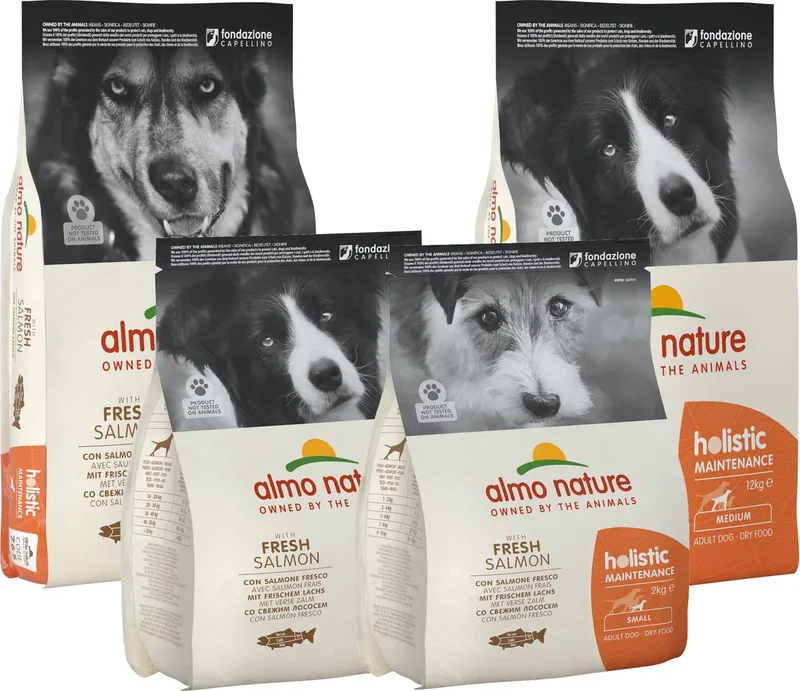 Hond Holistic Droogvoer voor Middelgrote tot Grote Hondenrassen - Maintenance - Rundvlees, Kip, Lam of Zalm in 400gr, 2kg of 12kg - Smaak: Zalm, Gewicht: 12kg - Large de Almo Nature – photo produit