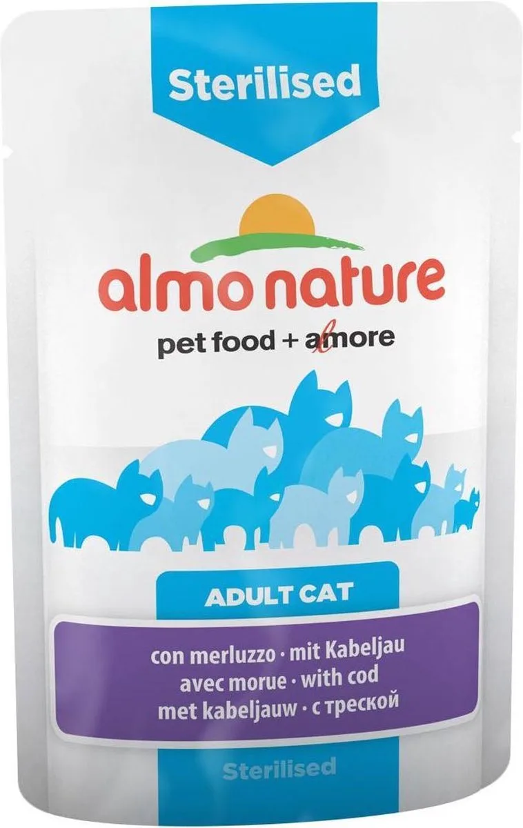 Kat Gesteriliseerd Met Kabeljauw - 30 x 70g från Almo Nature – produktbild
