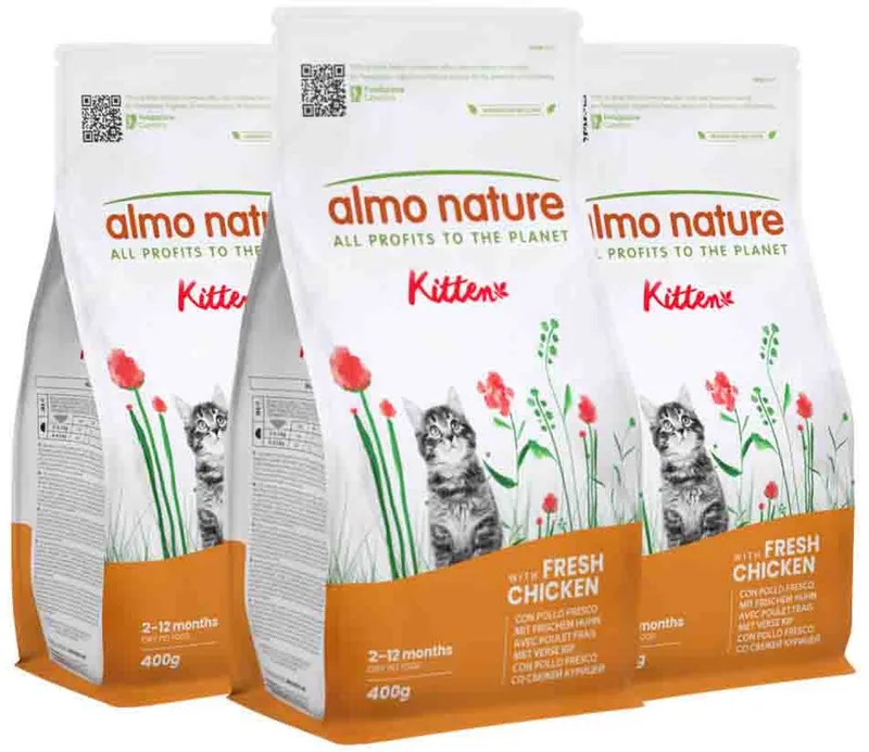 Kattenvoer Droog Life Maintenance Kitten Kip & Rijst - 3 x 400 gr - Voordeelverpakking von Almo Nature – Produktfoto