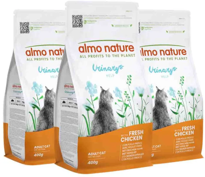 Kattenvoer Droog Urinary Help Kip - 3 x 400 gr - Voordeelverpakking von Almo Nature – Produktfoto