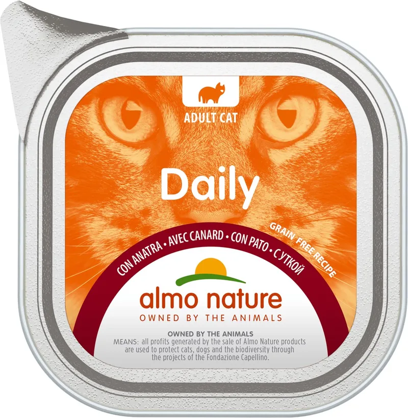Natvoer voor Katten - Daily Menu Kuipje - 32 x 100g - met Eend - 32 x 100 gram by Almo Nature – product photo