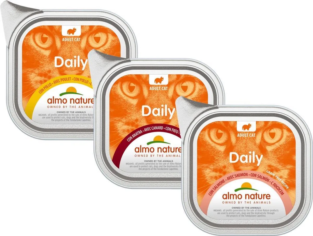 Natvoer voor Katten - Daily Menu Kuipje - 32 x 100g - met Zalm - 32 x 100 gram de Almo Nature – photo produit