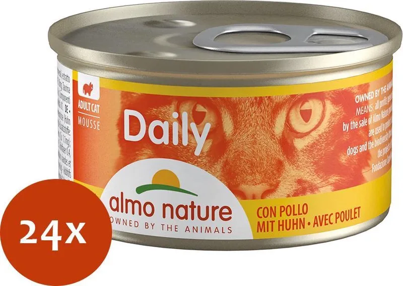 Natvoer voor Katten - Daily Menu Mousse - Glutenvrij - Graanvrij - 24 x 85g - Mousse met Kip de Almo Nature – photo produit