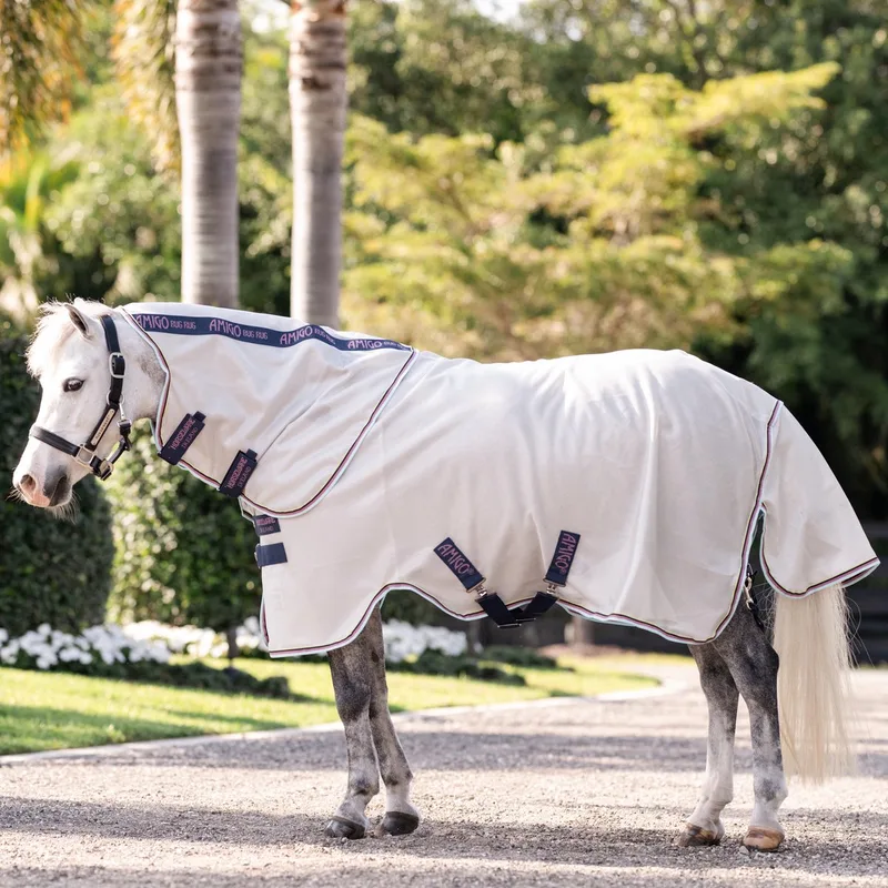 Bug Rug Plus Pony Vliegendeken Zilver/Limoen, Marineblauw, Roze & Blauw 45" (3'9" - 75 / 114) by Amigo – product photo