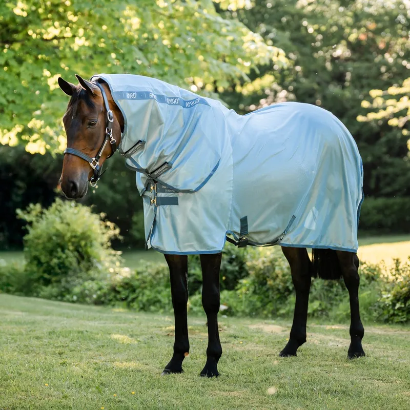 Vliegendeken voor paarden van Horseware Amigo integrated de Amigo en Heather blue, Blue & silver – photo produit