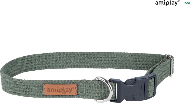 Halsband verstelbaar Cotton maat-M / 35-50x2cm by Amiplay in Khaki – product photo